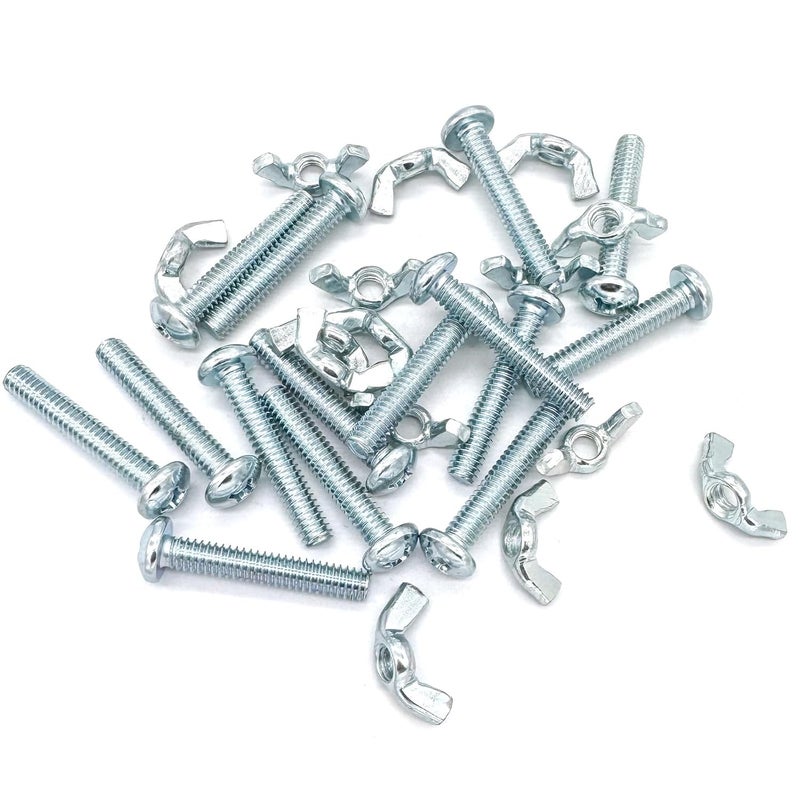 Matrelt 30Pack 1/4"-20 x1-1/2 Screw Bolts and Wing Nut Kit 15pcs Machine Screws with Round Head Phillips 15pcs Butterfly Hand Twist Tighten Nut Zinc Plated Hardware Fitting Fastenings Assortment Kit - Image 5
